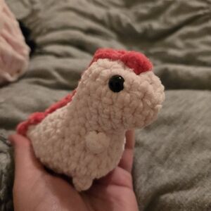 Pink Valentine Dino - Hand Crocheted